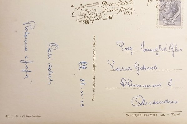 Cartolina - Caltanissetta - Fontana - Particolare - Notturno - …