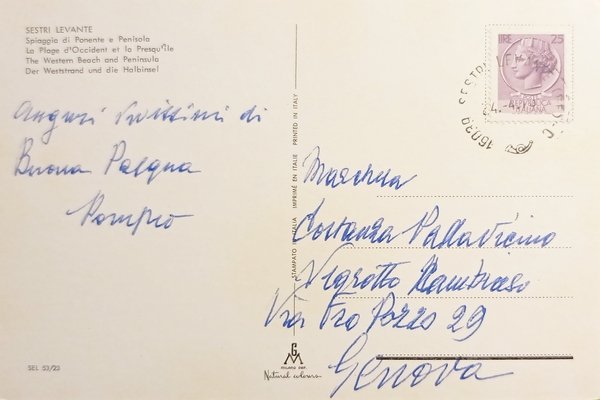 Cartolina - Sestri Levante - Spiaggia di Ponente e Penisola …