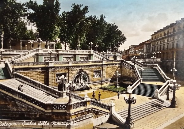 Cartolina - Bologna - Scalea della Montagnola - 1955