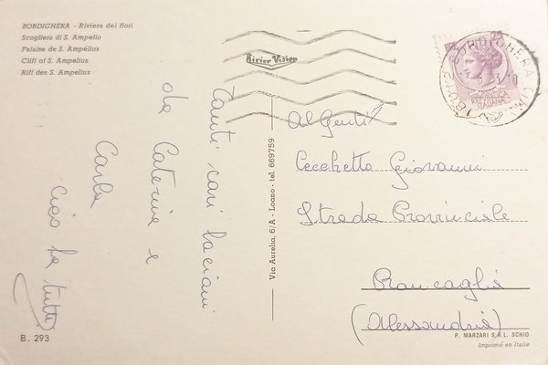 Cartolina - Bordighera - Riviera dei Fiori - Scogliera di …