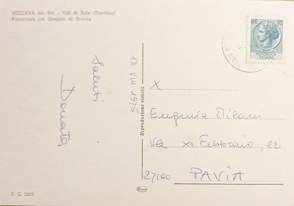 Cartolina - Mezzana - Val di Sole ( Trentino ) …