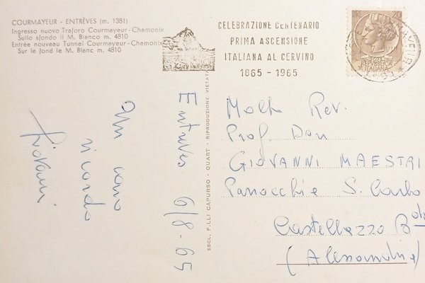 Cartolina - Courmayeur - Entreves - Ingresso nuovo Traforo Courmayeur …