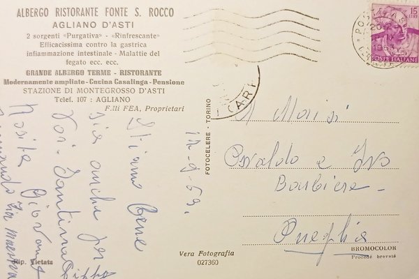 Cartolina - Albergo Ristorante Fonte S. Rocco - Agliano d'Asti …