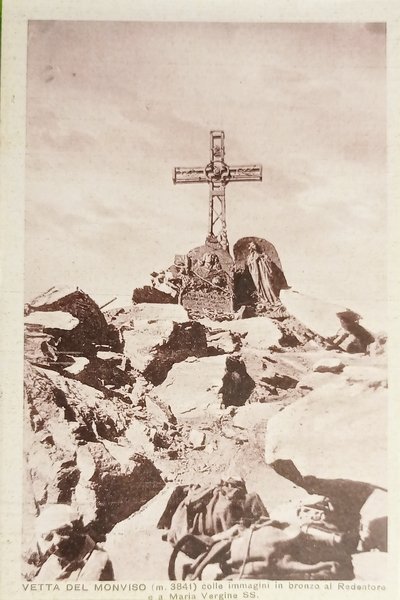 Cartolina - Vetta del Monviso - Colle immagini in bronzo …