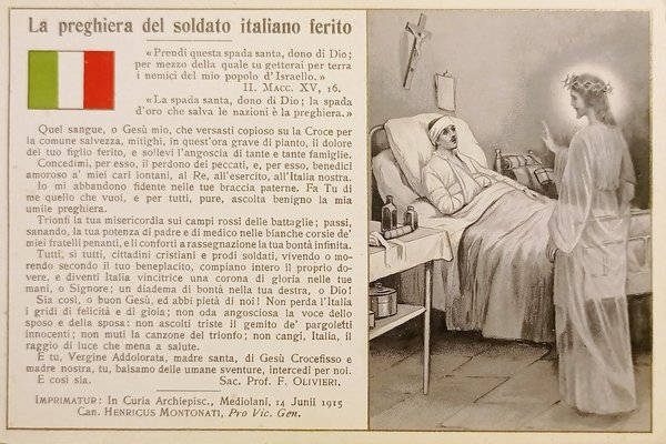 Cartolina WWI - La Preghiera del Soldato Italiano ferito - …