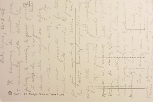 Cartolina - Pietra Ligure - Giardini Lungomare - 1946