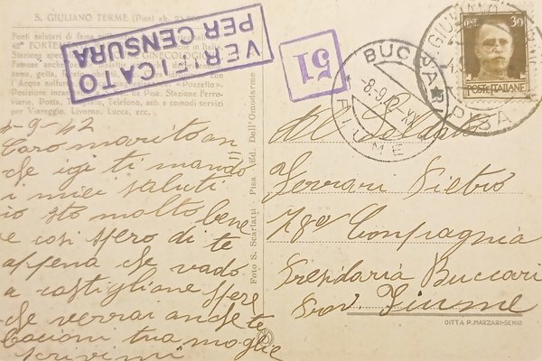 Cartolina S. Giuliano Terme - Stabilimento Termale dell'Instituto Fascista 1942