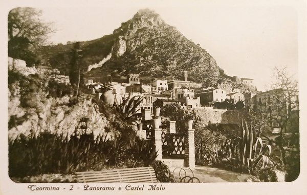 Cartolina - Taormina - Panorama e Castel Molo - 1935 …
