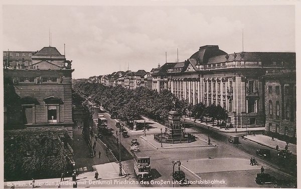 Cartolina - Berlin - Unter den Linden mit Denkmal Friedrichs …