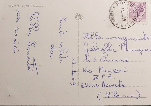 Cartolina - Rovetta ( Bergamo ) - Panorama - 1969