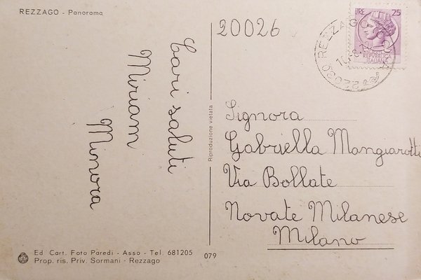 Cartolina - Rezzago ( Como ) - Panorama - 1972