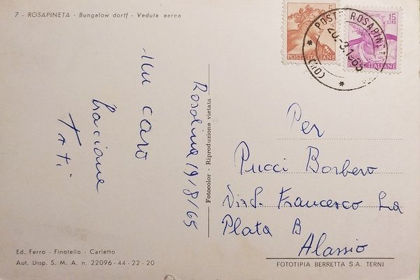 Cartolina - Rosapineta - Bungalow Dorif - Veduta aerea - …