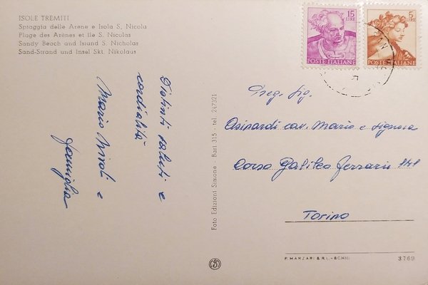 Cartolina - Isole Tremiti (Foggia) - Spiaggia delle Arene e …