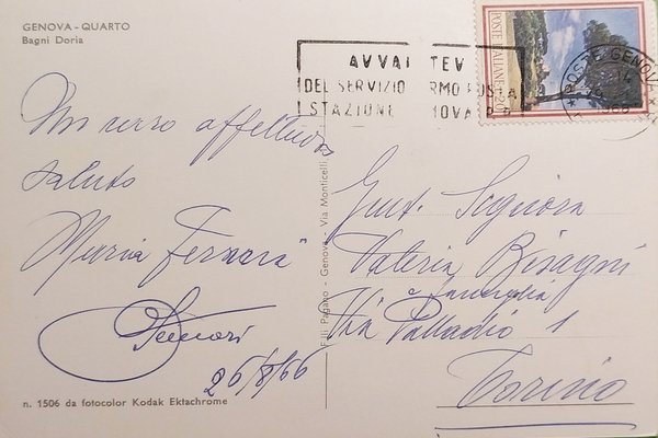 Cartolina - Genova - Quarto - Bagni Doria - 1966