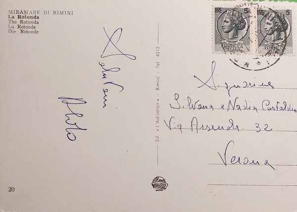 Cartolina - Miramare di Rimini - La Rotonda - 1956