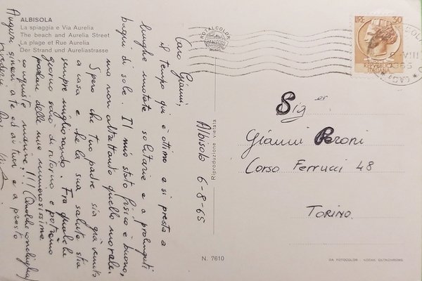 Cartolina - Albisola - La Spiaggia e Via Aurelia - …