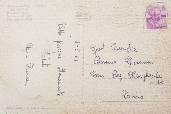 Cartolina - Riviera dei Fiori - Arma - Il suo …