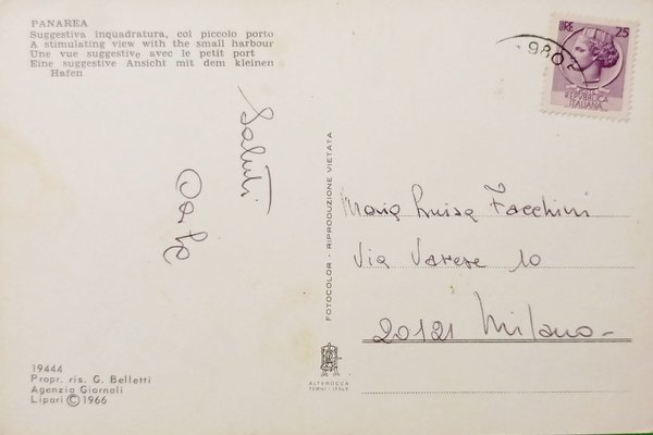 Cartolina - Panarea - Suggestiva inquadratura col Piccolo Porto - …