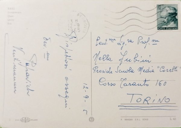 Cartolina - Bari - Lungomare - 1965