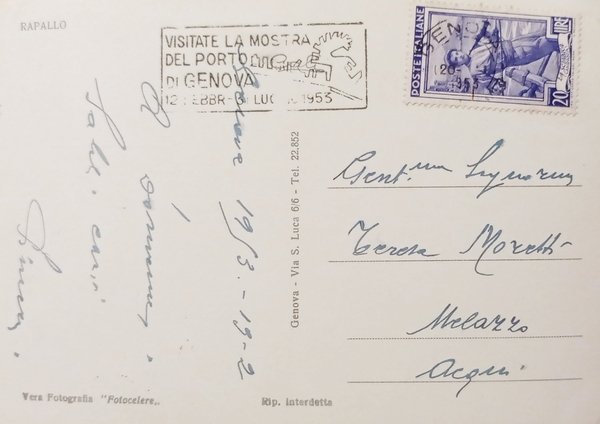 Cartolina - Rapallo - Barche e riposo - 1953