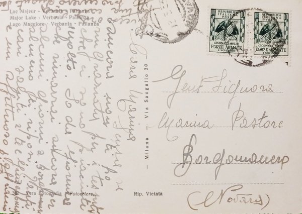 Cartolina - Lago Maggiore - Verbania - Pallanza - 1953