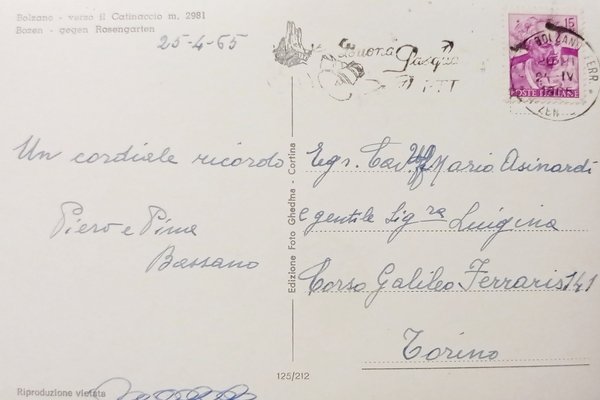 Cartolina - Bolzano - Verso il Catinaccio - 1965