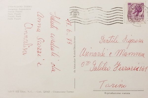 Cartolina - Chianciano Terme - Sorgente Acquasanta - 1973