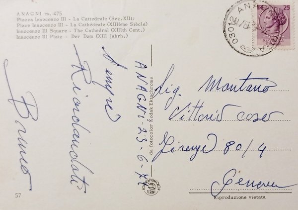 Cartolina - Anagni - Piazza Innocenzo III - La Cattedrale …