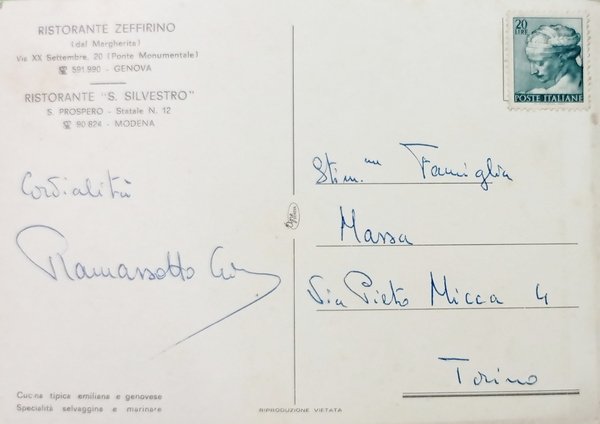 Cartolina - Ristorante Zeffirino (Genova) e S. Silvestro ( Modena …