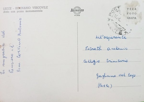 Cartolina - Lecce - Seminario Vescovile - Atrio con Pozzo …