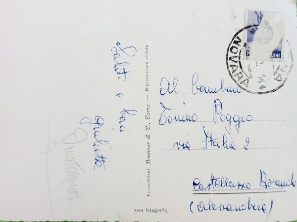 Cartolina - Macugnaga - Piazza del Comune - 1955 ca.