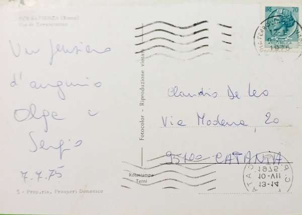 Cartolina - Tor Sapienza ( Roma ) - Via di …