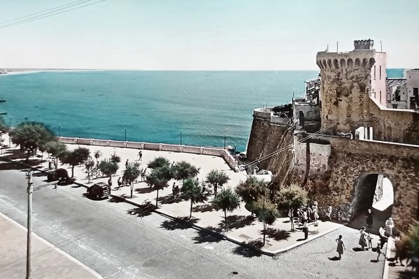 Cartolina - Nettuno - Passeggiata a mare - 1956