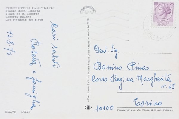 Cartolina - Borghetto S. Spirito - Piazza della Libertà - …