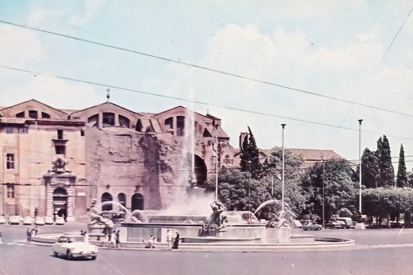 Cartolina - Roma - Fontana a Piazza dell'Esedra - 1966