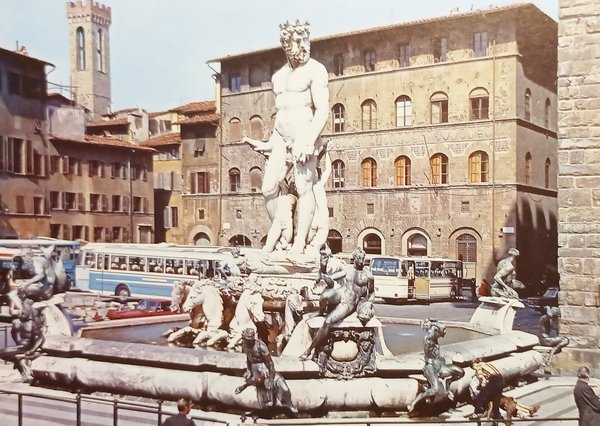 Cartolina - Firenze - Piazza Signoria - Fontana del Nettuno …