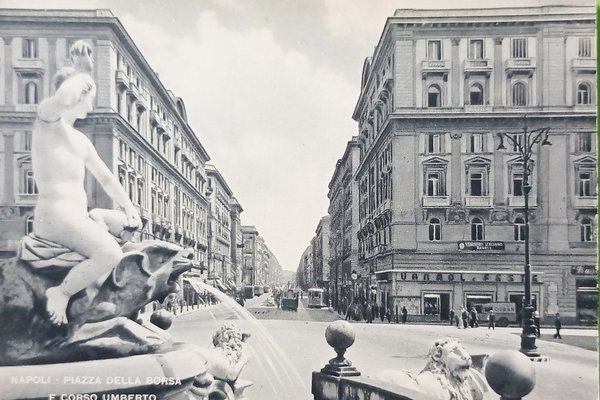 Cartolina - Napoli - Piazza della Borsa e Corso Umberto …