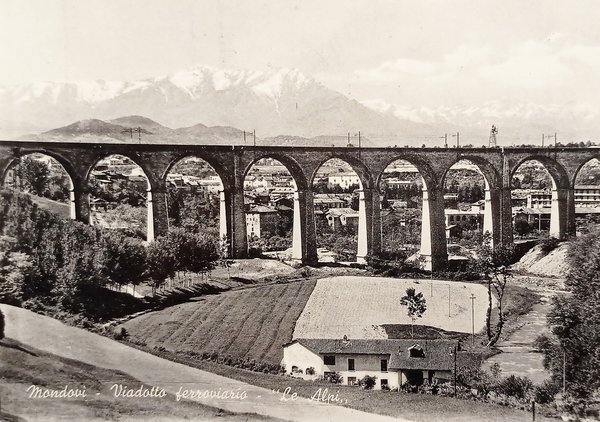 Cartolina - Mondovi - Viadotto Ferroviario Le Alpi - 1955