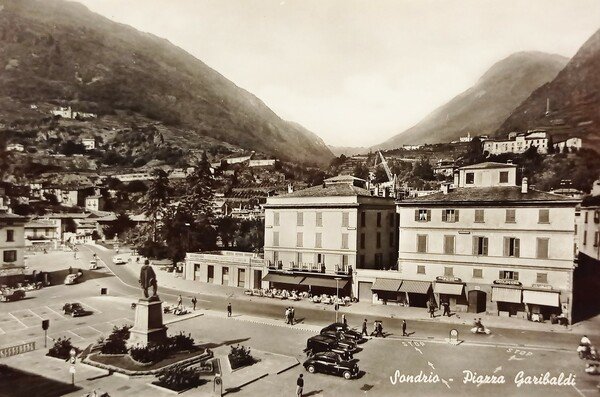Cartolina - Sondrio - Piazza Garibaldi - 1955 ca.