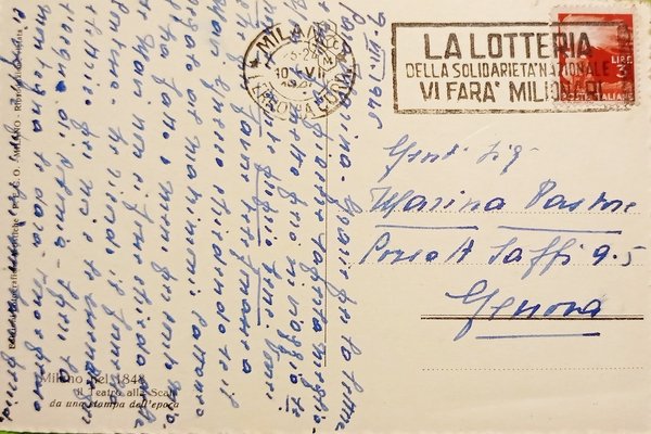 Cartolina - Milano nel 1848 - Il Teatro alla Scala …
