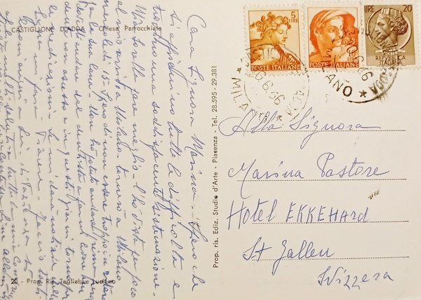 Cartolina - Castiglione D'Adda - Chiesa Parrocchiale - 1966