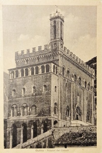 Cartolina - Gubbio - Palazzo dei Consoli - 1952