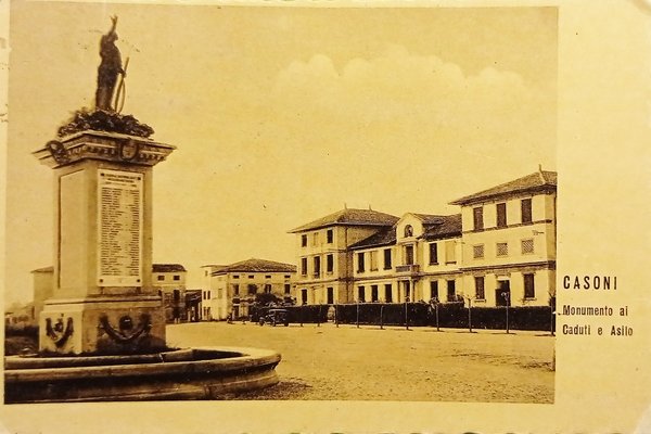 Cartolina - Casoni - Monumento ai Caduti e Asilo - …