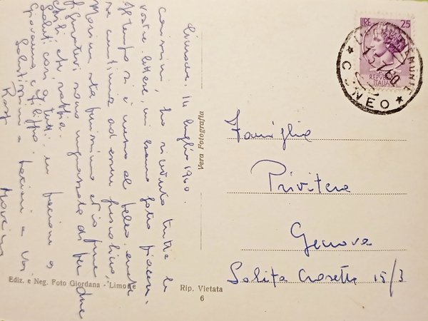 Cartolina - Limone Piemonte - Albergo Principe - 1960
