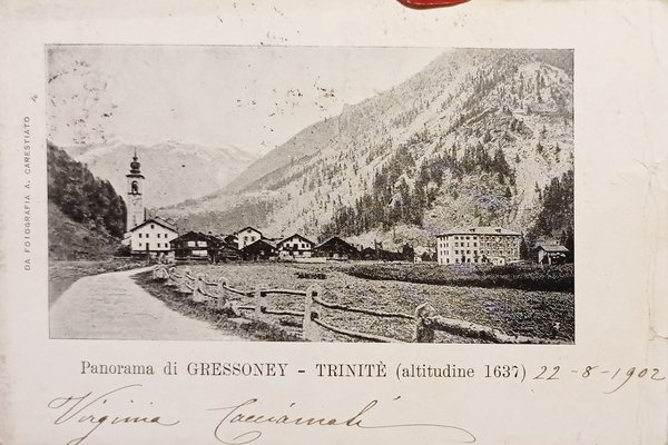 Cartolina - Panorama di Gressoney - Trinitè - 1902