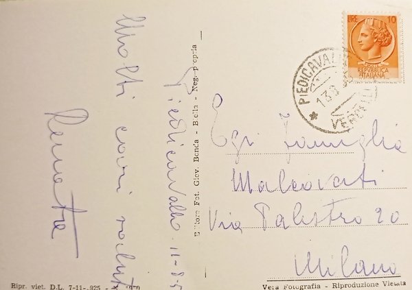 Cartolina - Piedicavallo ( Biella ) - Panorama - 1955