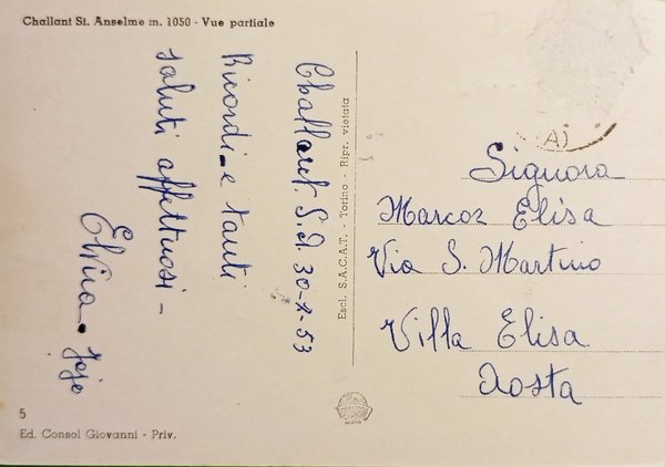 Cartolina - Challant - S. Anselme - Scorcio Panoramico - …