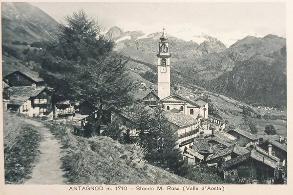 Cartolina - Antagnod - Sfondo M. Rosa ( Valle d'Aosta …