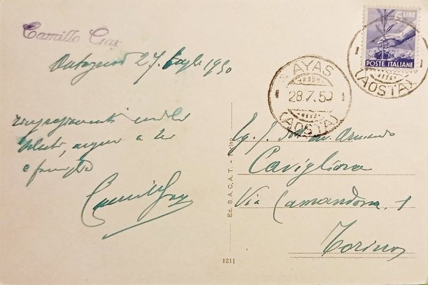 Cartolina - Antagnod - Sfondo M. Rosa ( Valle d'Aosta …