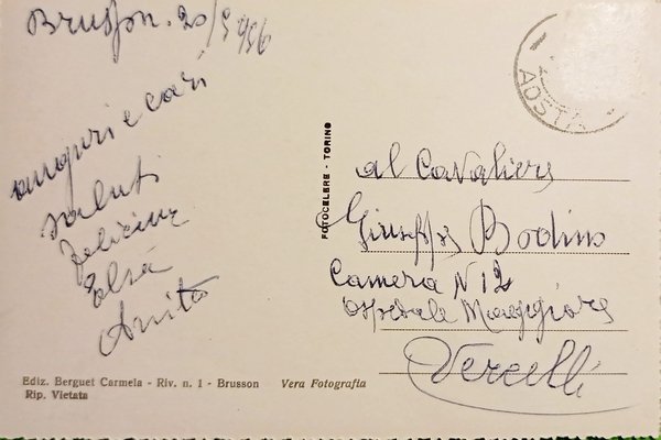 Cartolina - Brusson - Frazione Vollon - 1956